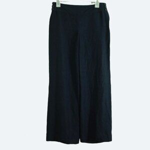 Loft navy linen blend side zipper wide leg pants size 2